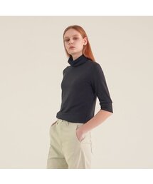 Terry Turtle Neck Top_Black