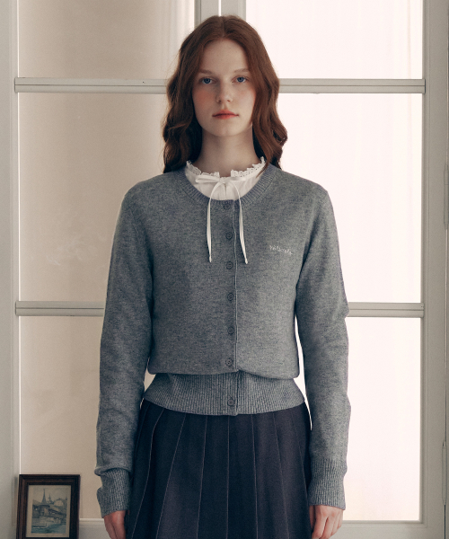 CASHMERE BLENDED BASIC CARDIGAN GRAY