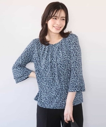 カリグラフィープリント フレアー袖ジャージブラウス/洗える/WEB限定サイズあり