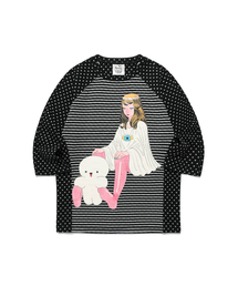 NICE GHOST CLUB | GAKIYA ISAMU STRIPE 3/4 SLEEVE TEE_BLACK(NG2FFUT551C)(Tシャツ/カットソー)