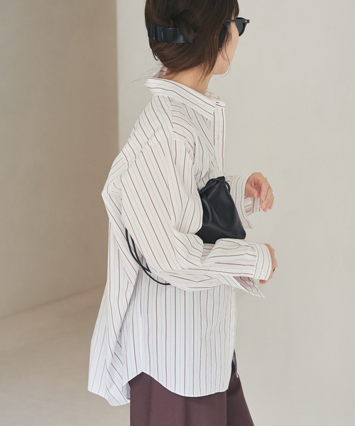 plage（プラージュ）の「5stripe adjust シャツ（シャツ/ブラウス・レディース・ブラウン系その他/キャメル/ベージュ/カーキ/サックスブルー・FREE）」の2枚目の写真