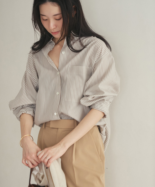 plage（プラージュ）の「5stripe adjust シャツ（シャツ/ブラウス・レディース・ブラウン系その他/キャメル/ベージュ/カーキ/サックスブルー・FREE）」の5枚目の写真