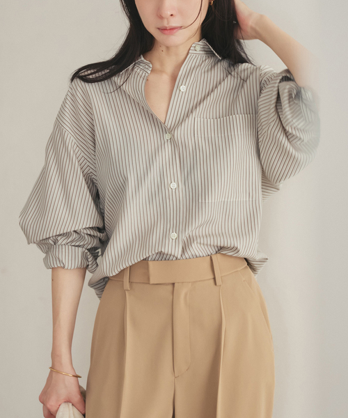 plage（プラージュ）の「5stripe adjust シャツ（シャツ/ブラウス・レディース・ブラウン系その他/キャメル/ベージュ/カーキ/サックスブルー・FREE）」の15枚目の写真