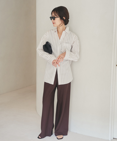 plage（プラージュ）の「5stripe adjust シャツ（シャツ/ブラウス・レディース・ブラウン系その他/キャメル/ベージュ/カーキ/サックスブルー・FREE）」の18枚目の写真