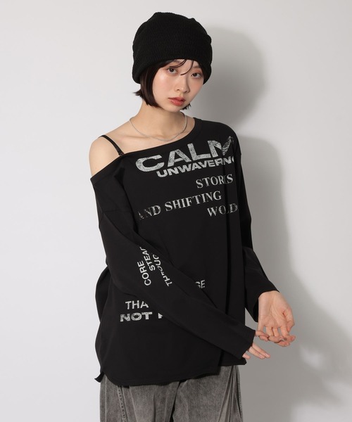 PAGEBOY（ページボーイ）の「ワンショルＢＩＧロゴロンＴ（Tシャツ/カットソー・レディース・ブラック/オフホワイト/グレー・FREE）」の8枚目の写真