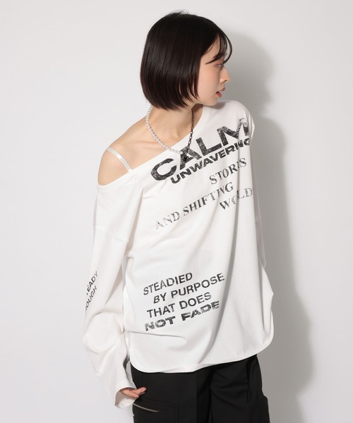 PAGEBOY（ページボーイ）の「ワンショルＢＩＧロゴロンＴ（Tシャツ/カットソー・レディース・ブラック/オフホワイト/グレー・FREE）」の16枚目の写真