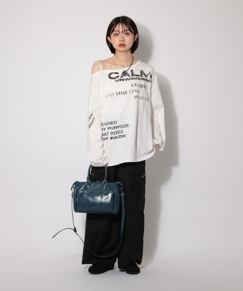 PAGEBOY（ページボーイ）の「ワンショルＢＩＧロゴロンＴ（Tシャツ/カットソー・レディース・ブラック/オフホワイト/グレー・FREE）」の11枚目の写真