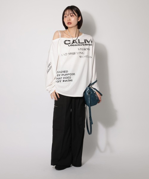 PAGEBOY（ページボーイ）の「ワンショルＢＩＧロゴロンＴ（Tシャツ/カットソー・レディース・ブラック/オフホワイト/グレー・FREE）」の12枚目の写真