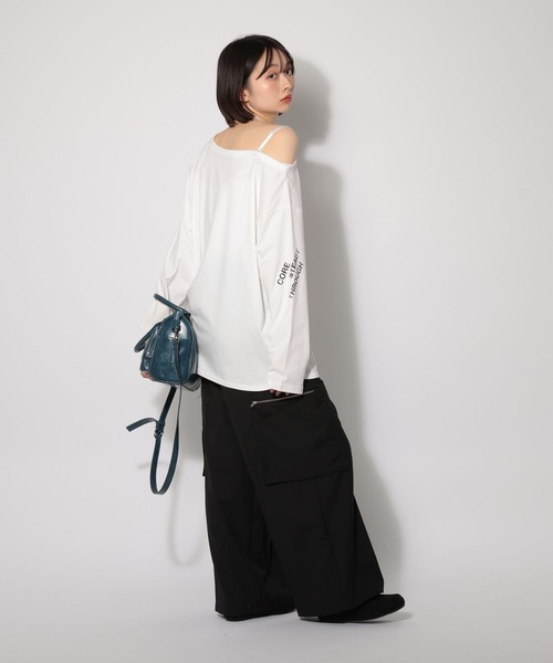 PAGEBOY（ページボーイ）の「ワンショルＢＩＧロゴロンＴ（Tシャツ/カットソー・レディース・ブラック/オフホワイト/グレー・FREE）」の13枚目の写真