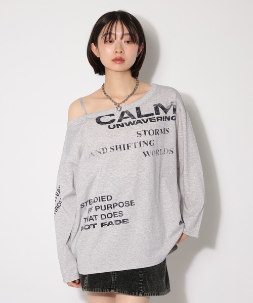 PAGEBOY（ページボーイ）の「ワンショルＢＩＧロゴロンＴ（Tシャツ/カットソー・レディース・ブラック/オフホワイト/グレー・FREE）」の21枚目の写真