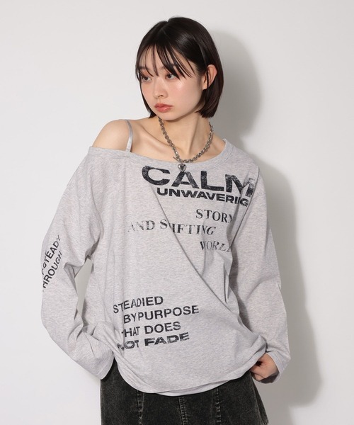 PAGEBOY（ページボーイ）の「ワンショルＢＩＧロゴロンＴ（Tシャツ/カットソー・レディース・ブラック/オフホワイト/グレー・FREE）」の22枚目の写真