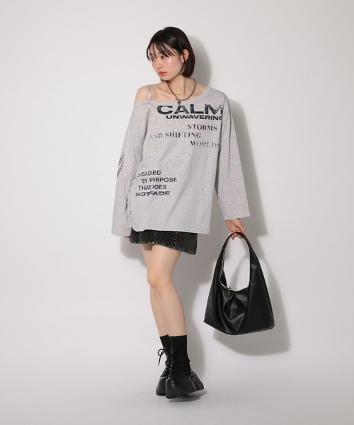 PAGEBOY（ページボーイ）の「ワンショルＢＩＧロゴロンＴ（Tシャツ/カットソー・レディース・ブラック/オフホワイト/グレー・FREE）」の18枚目の写真