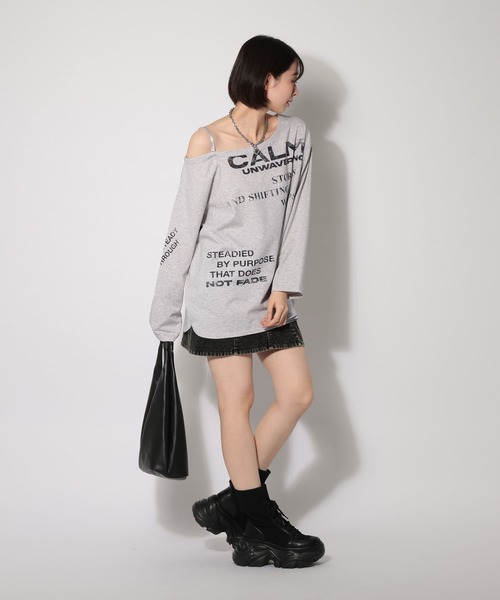 PAGEBOY（ページボーイ）の「ワンショルＢＩＧロゴロンＴ（Tシャツ/カットソー・レディース・ブラック/オフホワイト/グレー・FREE）」の19枚目の写真