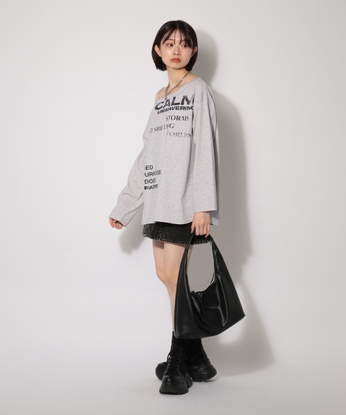 PAGEBOY（ページボーイ）の「ワンショルＢＩＧロゴロンＴ（Tシャツ/カットソー・レディース・ブラック/オフホワイト/グレー・FREE）」の20枚目の写真