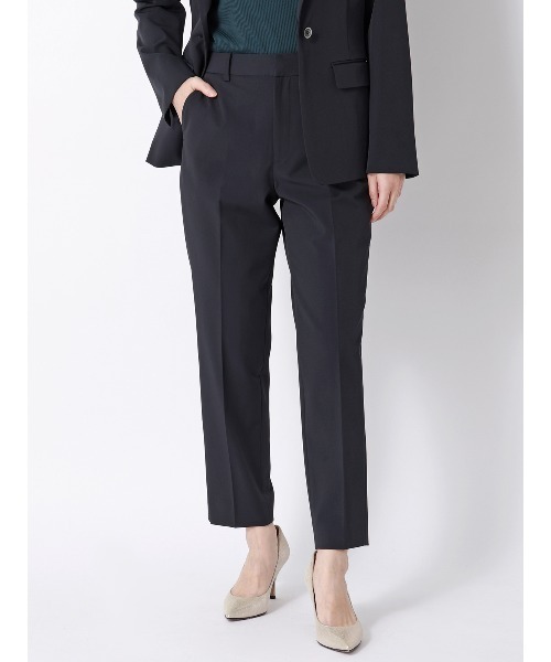 SUIT SQUARE（スーツスクエア）の「テーパードパンツ ウォッシャブル 2WAYストレッチ UVカット 消臭 ポリエステルツイル 無地（スラックス・レディース・ブラック/ネイビー・36(7号)/40(11号)/38(9号)）」の2枚目の写真