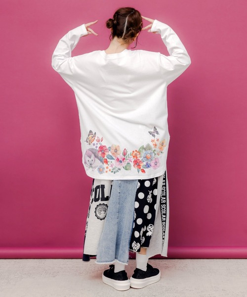 ScoLar（スカラー）の「153750：後ろ裾ウサギ＆花柄ロンT（Tシャツ/カットソー・レディース・オフホワイト・M）」の5枚目の写真