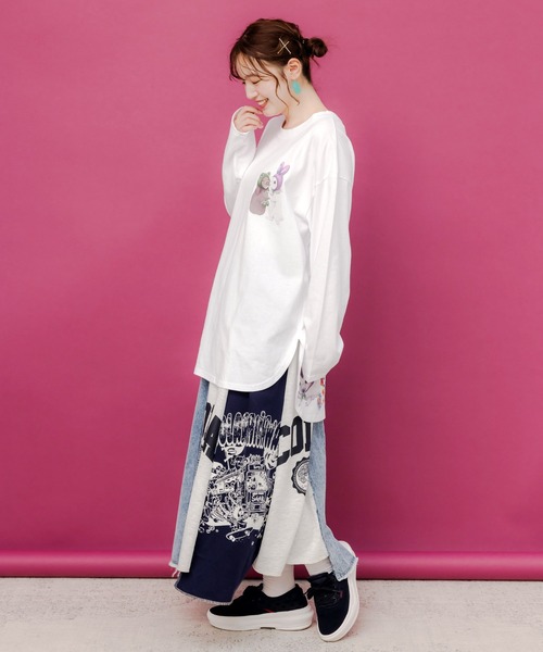 ScoLar（スカラー）の「153750：後ろ裾ウサギ＆花柄ロンT（Tシャツ/カットソー・レディース・オフホワイト・M）」の7枚目の写真