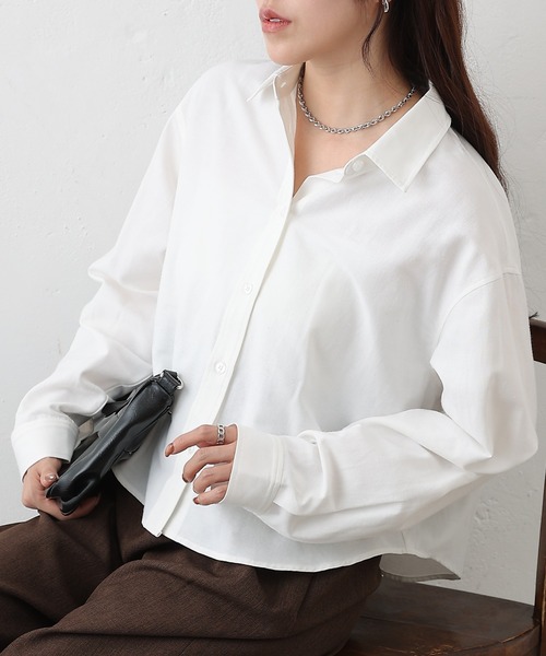 COLONY 2139（コロニートゥーワンスリーナイン）の「ピンオックスワイドクロップドシャツ（シャツ/ブラウス・レディース・ホワイト/サックスブルー・FREE）」の2枚目の写真