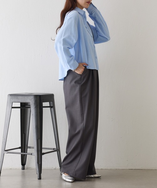 COLONY 2139（コロニートゥーワンスリーナイン）の「ピンオックスワイドクロップドシャツ（シャツ/ブラウス・レディース・ホワイト/サックスブルー・FREE）」の16枚目の写真