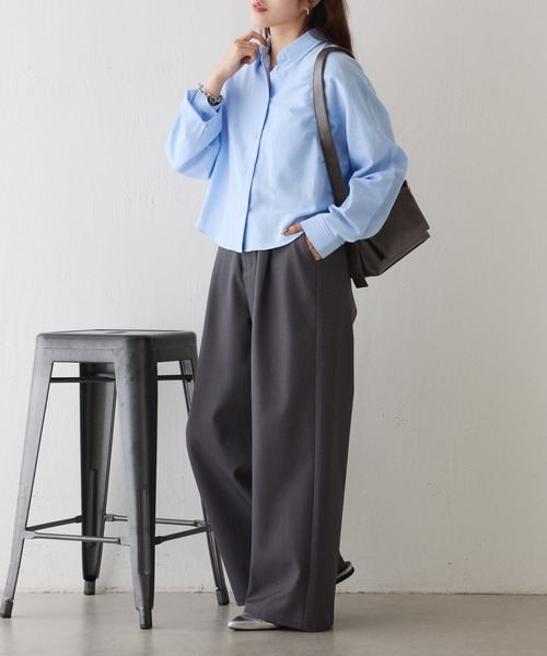 COLONY 2139（コロニートゥーワンスリーナイン）の「ピンオックスワイドクロップドシャツ（シャツ/ブラウス・レディース・ホワイト/サックスブルー・FREE）」の14枚目の写真