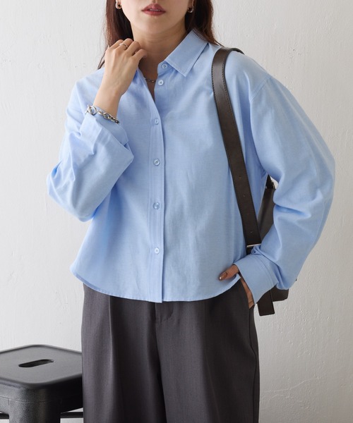 COLONY 2139（コロニートゥーワンスリーナイン）の「ピンオックスワイドクロップドシャツ（シャツ/ブラウス・レディース・ホワイト/サックスブルー・FREE）」の9枚目の写真