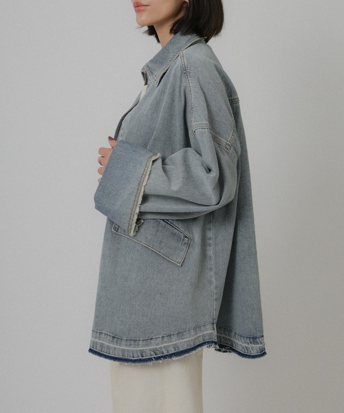 Floran（フローラン）の「オーバーサイズ　デニムジャケット（デニムジャケット・レディース・ワンウォッシュ/ライトブルー・FREE）」の12枚目の写真