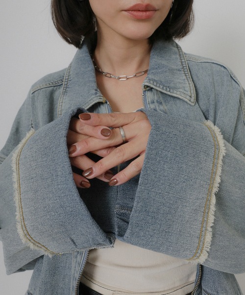 Floran（フローラン）の「オーバーサイズ　デニムジャケット（デニムジャケット・レディース・ワンウォッシュ/ライトブルー・FREE）」の6枚目の写真