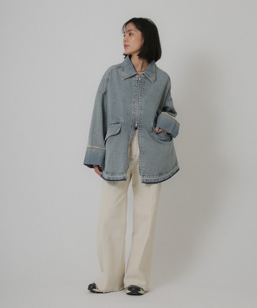 Floran（フローラン）の「オーバーサイズ　デニムジャケット（デニムジャケット・レディース・ワンウォッシュ/ライトブルー・FREE）」の18枚目の写真