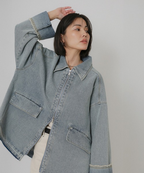 Floran（フローラン）の「オーバーサイズ　デニムジャケット（デニムジャケット・レディース・ワンウォッシュ/ライトブルー・FREE）」の17枚目の写真