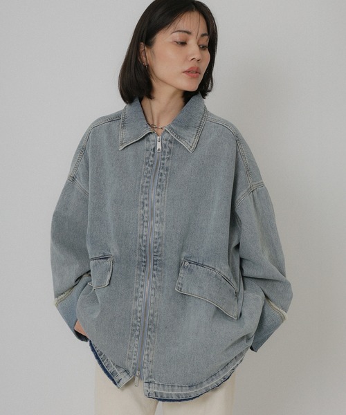 Floran（フローラン）の「オーバーサイズ　デニムジャケット（デニムジャケット・レディース・ワンウォッシュ/ライトブルー・FREE）」の11枚目の写真
