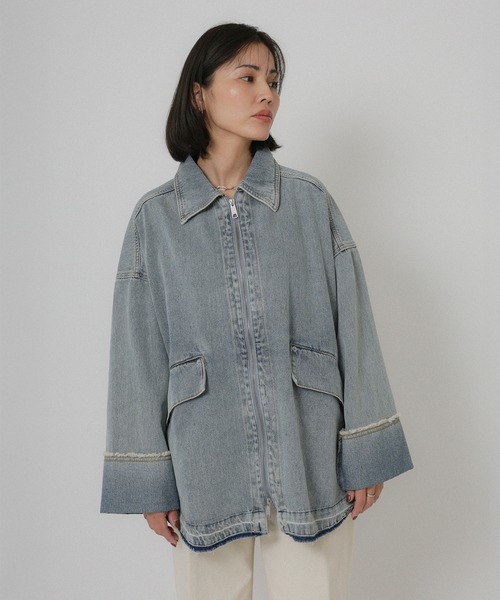 Floran（フローラン）の「オーバーサイズ　デニムジャケット（デニムジャケット・レディース・ワンウォッシュ/ライトブルー・FREE）」の19枚目の写真