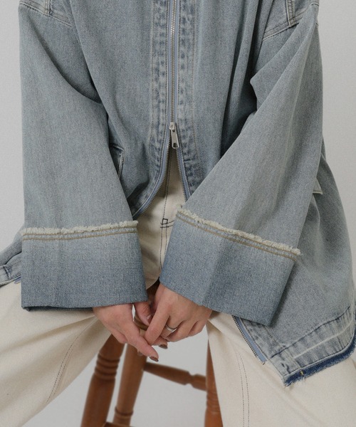 Floran（フローラン）の「オーバーサイズ　デニムジャケット（デニムジャケット・レディース・ワンウォッシュ/ライトブルー・FREE）」の20枚目の写真