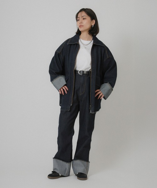 Floran（フローラン）の「オーバーサイズ　デニムジャケット（デニムジャケット・レディース・ワンウォッシュ/ライトブルー・FREE）」の8枚目の写真