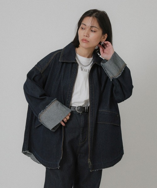 Floran（フローラン）の「オーバーサイズ　デニムジャケット（デニムジャケット・レディース・ワンウォッシュ/ライトブルー・FREE）」の7枚目の写真