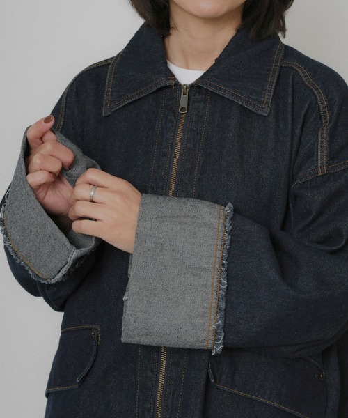 Floran（フローラン）の「オーバーサイズ　デニムジャケット（デニムジャケット・レディース・ワンウォッシュ/ライトブルー・FREE）」の10枚目の写真