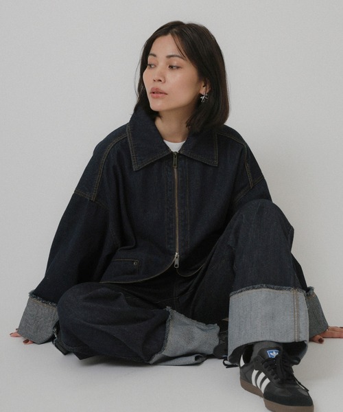 Floran（フローラン）の「オーバーサイズ　デニムジャケット（デニムジャケット・レディース・ワンウォッシュ/ライトブルー・FREE）」の9枚目の写真