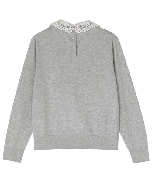TOKYO SHIRTS（トウキョウシャツ）の「レース衿付き ニットプルオーバー（ニット/セーター・レディース・ライトグレー/ネイビー・M/L）」の4枚目の写真
