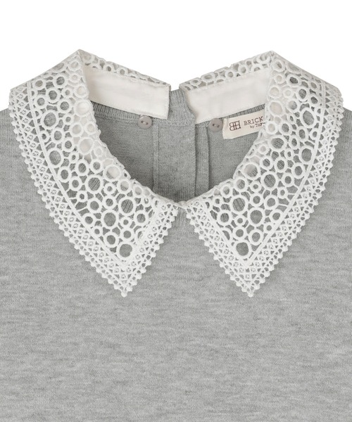 TOKYO SHIRTS（トウキョウシャツ）の「レース衿付き ニットプルオーバー（ニット/セーター・レディース・ライトグレー/ネイビー・M/L）」の5枚目の写真