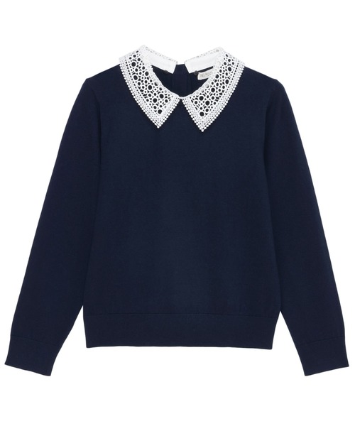 TOKYO SHIRTS（トウキョウシャツ）の「レース衿付き ニットプルオーバー（ニット/セーター・レディース・ライトグレー/ネイビー・M/L）」の9枚目の写真