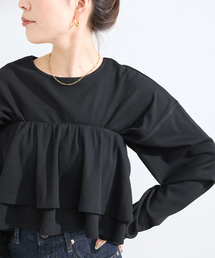 B.C STOCK（ベーセーストック）の「《2点セット》【WEB限定】ウォッシャブル   フリルビスチェレイヤードロンTEE（Tシャツ/カットソー）」