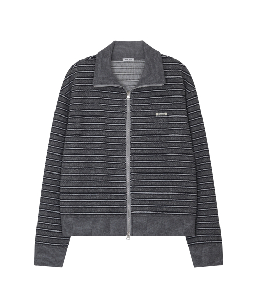 PROCESS（プロセス）の「Multi Stripe Knit Zip-up - Charchoal（カーディガン/ボレロ・メンズ・その他・FREE）」の2枚目の写真
