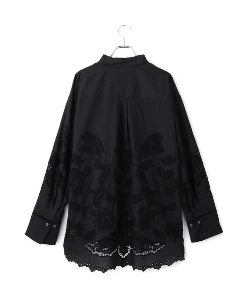 【アダムエロペ/EMOELLE】エンブロイダリーレースシャツ BLACK EMOELLE】エンブロイダリーシャツ（シャツ/ブラウス）｜EMOELLE