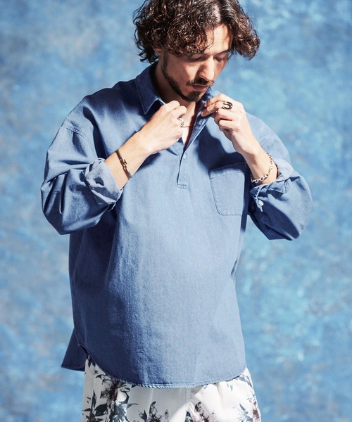Jih Nunc(ジーヌンク)の「ms6410-8ozデニムプルオーバーシャツ(JIH-R1180)(シャツ/ブラウス・メンズ・インディゴブルー/ブルー・L/M/S)」の16枚目の写真