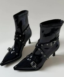 Sibra | ベルトデザイン ポインテッドトゥ アンクルブーツ(ブーツ)