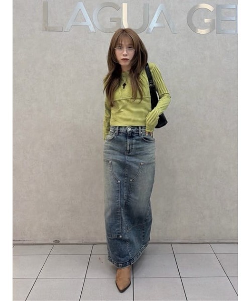 LAGUA GEM(ラグアジェム)の「DOUBLE KNEE LONG DENIM スカート(デニムスカート・レディース・ライトブルー/ブルー・X-SMALL/SMALL/MEDIUM)」の12枚目の写真