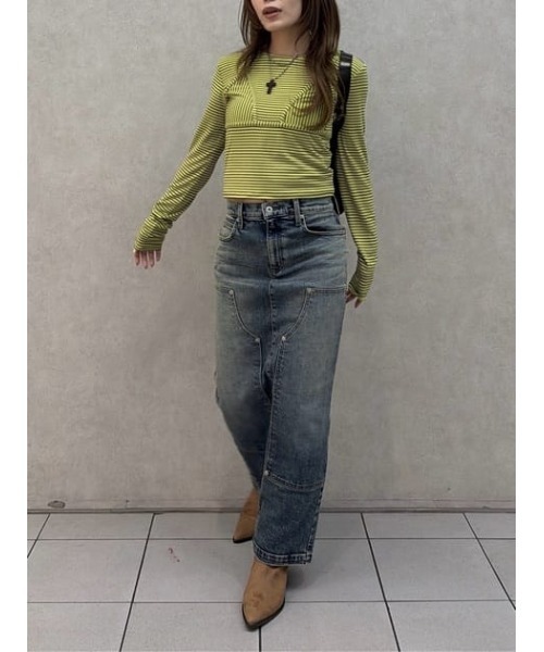 LAGUA GEM(ラグアジェム)の「DOUBLE KNEE LONG DENIM スカート(デニムスカート・レディース・ライトブルー/ブルー・X-SMALL/SMALL/MEDIUM)」の10枚目の写真