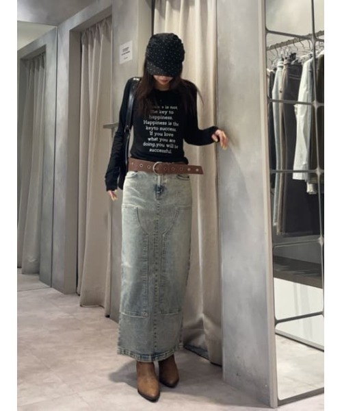 LAGUA GEM(ラグアジェム)の「DOUBLE KNEE LONG DENIM スカート(デニムスカート・レディース・ライトブルー/ブルー・X-SMALL/SMALL/MEDIUM)」の5枚目の写真