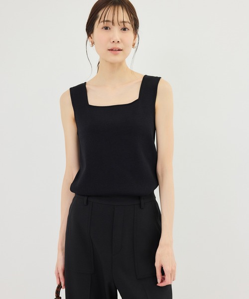 ROPE' PICNIC（ロペピクニック）の「スクエアネックニットタンクトップ（タンクトップ・レディース・ブラック/ダークブラウン/クリーム/キナリ・FREE）」の9枚目の写真