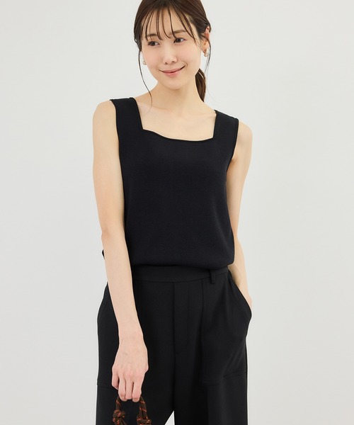 ROPE' PICNIC（ロペピクニック）の「スクエアネックニットタンクトップ（タンクトップ・レディース・ブラック/ダークブラウン/クリーム/キナリ・FREE）」の10枚目の写真