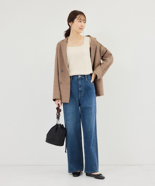 ROPE' PICNIC（ロペピクニック）の「スクエアネックニットタンクトップ（タンクトップ・レディース・ブラック/ダークブラウン/クリーム/キナリ・FREE）」の14枚目の写真